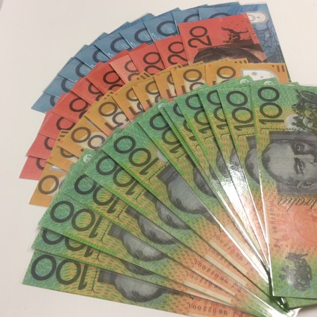 MONEY, Cash Notes - Australian Dollars (Laminated Oversize 75mm x 190mm)